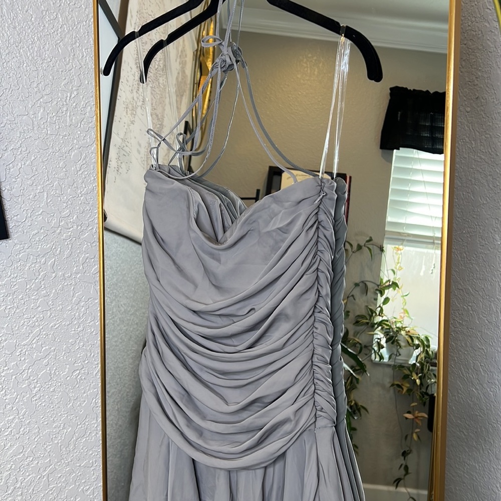 HOUSE OF CB 'Valeria' Smoke Gathered Asymmetric Dress NWOT - Picture 9 of 10